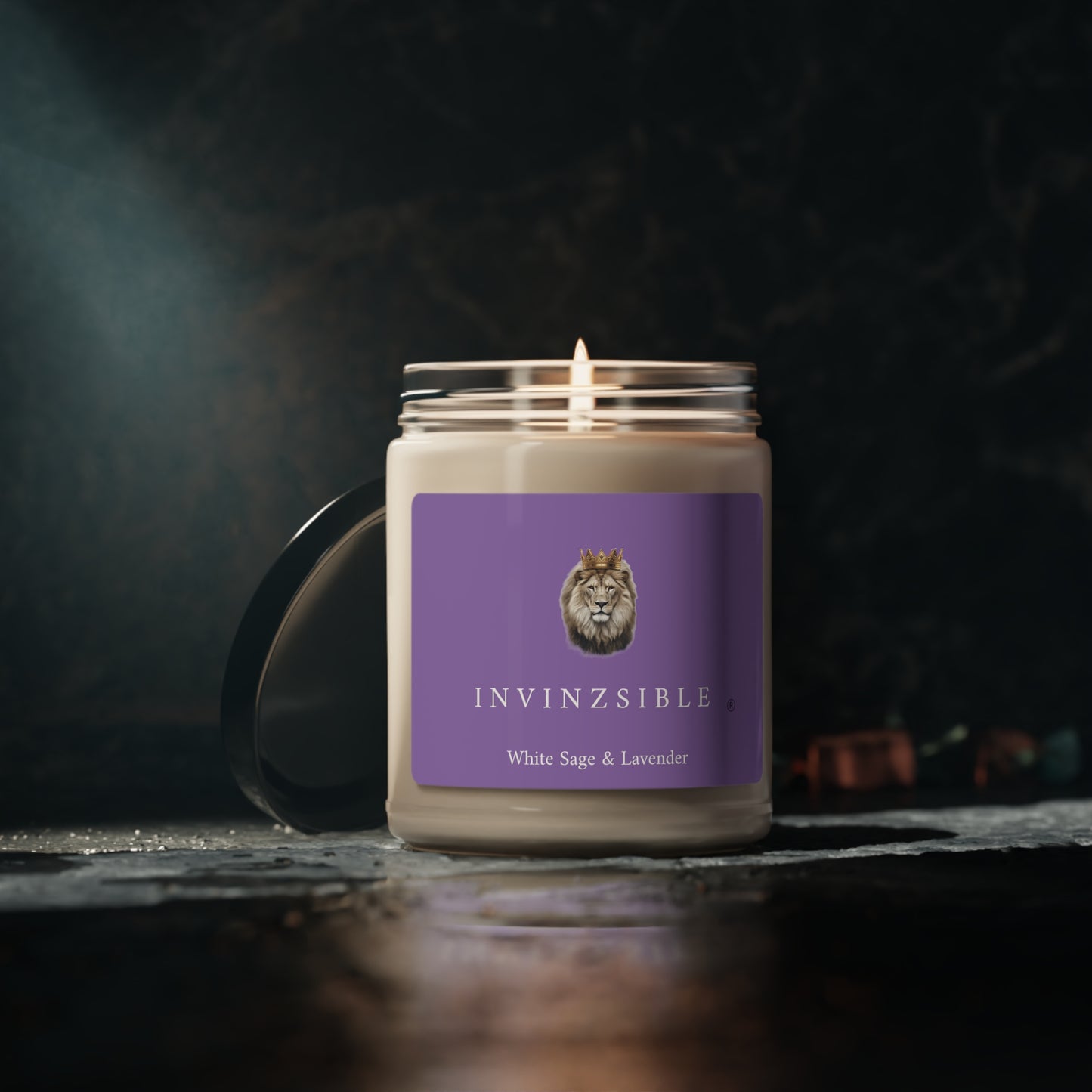 NEW I N V I N Z S I B L E White Sage & Lavender Candle, 9oz Single Wick - I N V I N Z S I B L E
