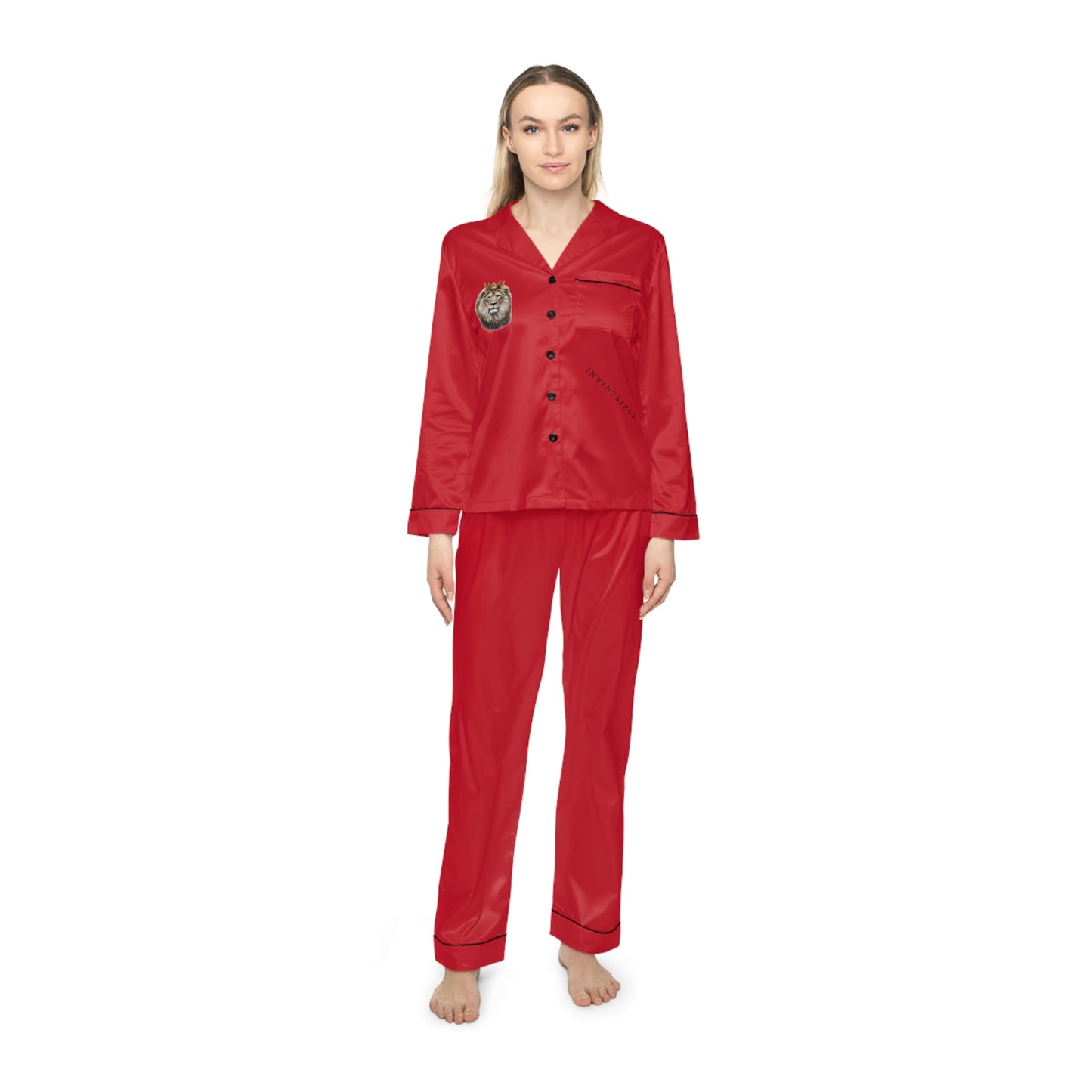 NEW LION COLLECTION Women's Satin Pajamas Red - I N V I N Z S I B L E