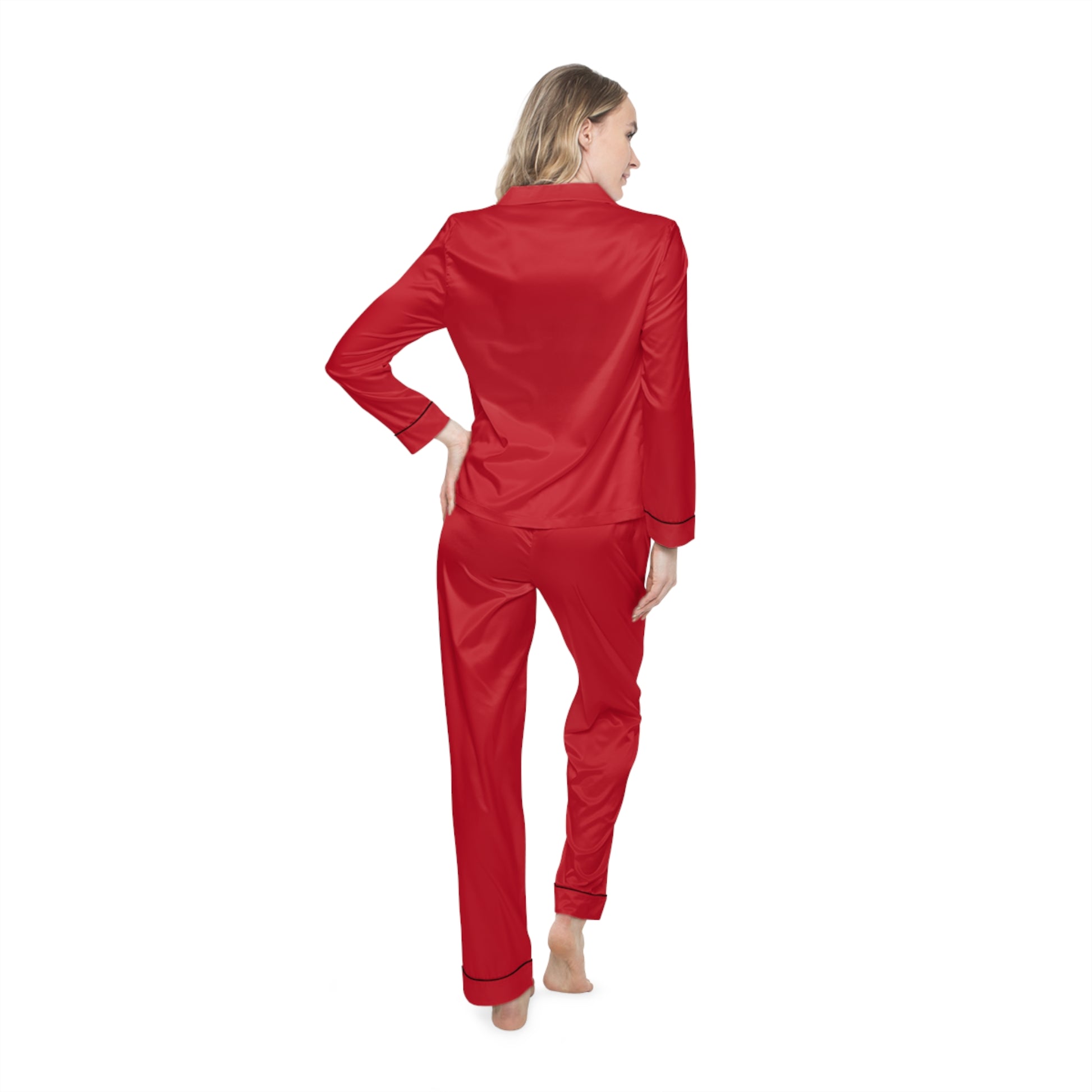 NEW LION COLLECTION Women's Satin Pajamas Red - I N V I N Z S I B L E 