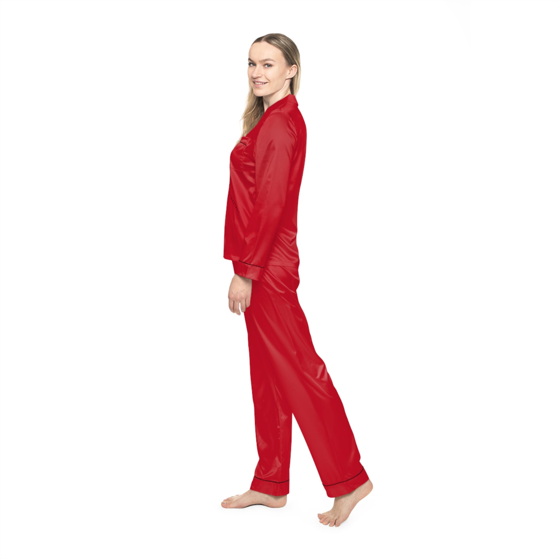 NEW LION COLLECTION Women's Satin Pajamas Red - I N V I N Z S I B L E 
